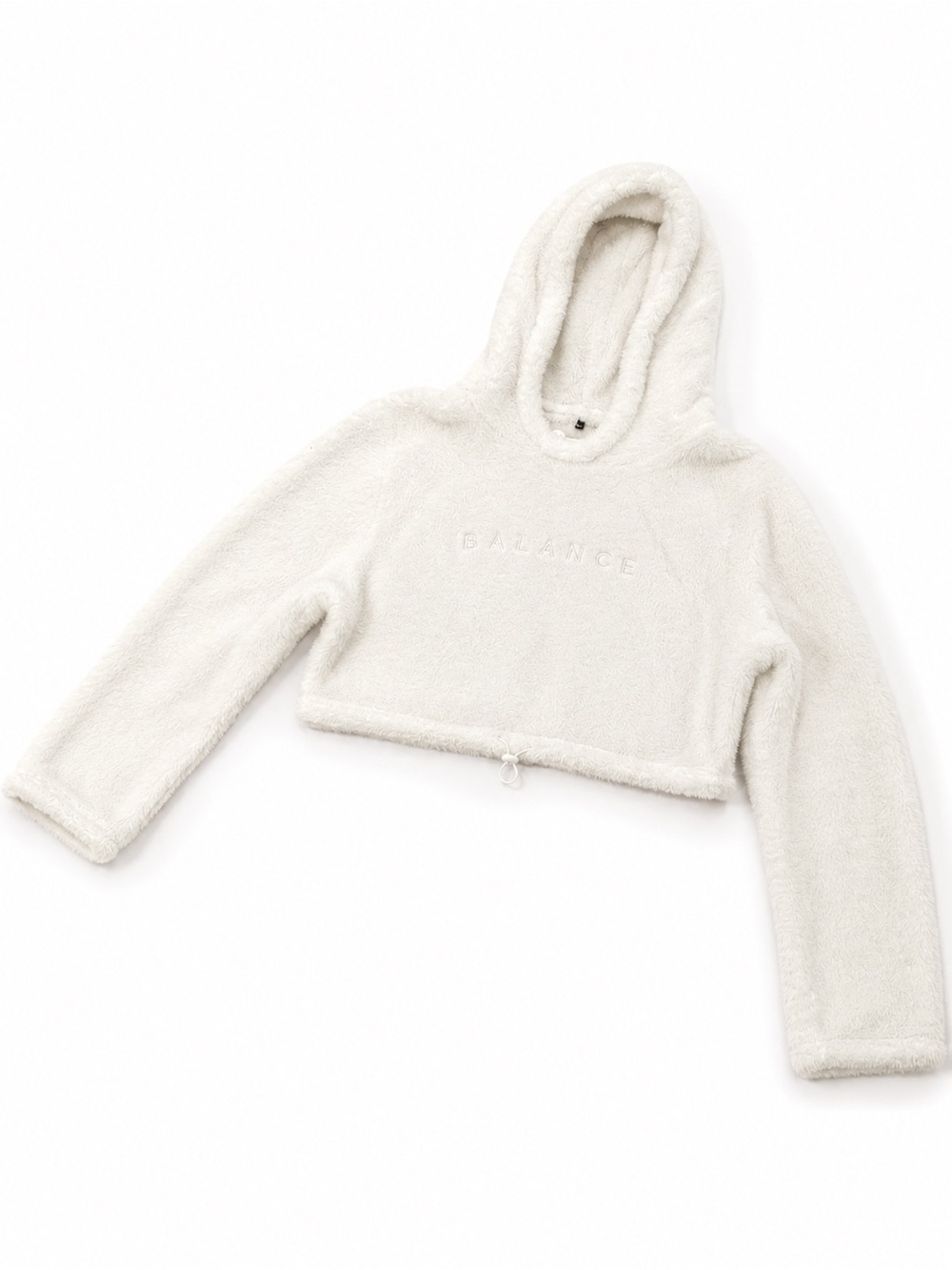 Balance Athletica Cream Plush Cropped Hoodie Sweater